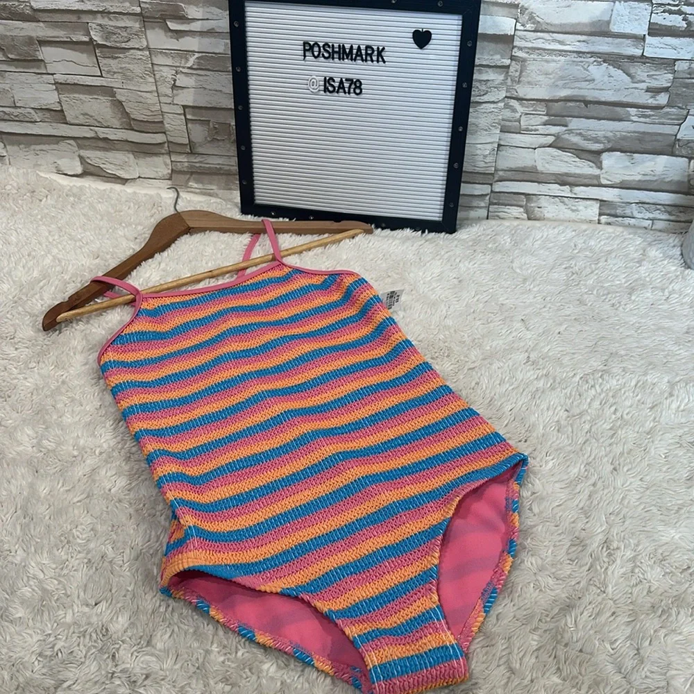 THERESBOUTS Xl 16 Girls Striped One Piece Swimsuit